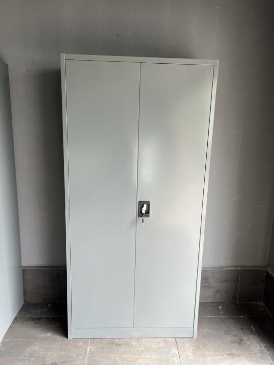 Szafa metalowa na dokumenty 185 cm, szara, z zamkiem na klucz