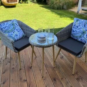 Zestaw mebli z technorattanu 2+1 szary mix na balkon i taras