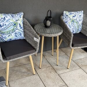 Zestaw mebli z technorattanu 2+1 szary mix na balkon i taras