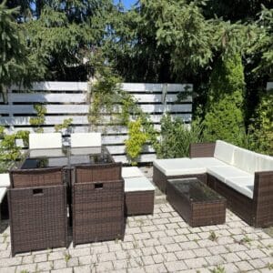 Zestaw narożnikowy technorattan Milano Korfu – zestaw obiadowy na taras